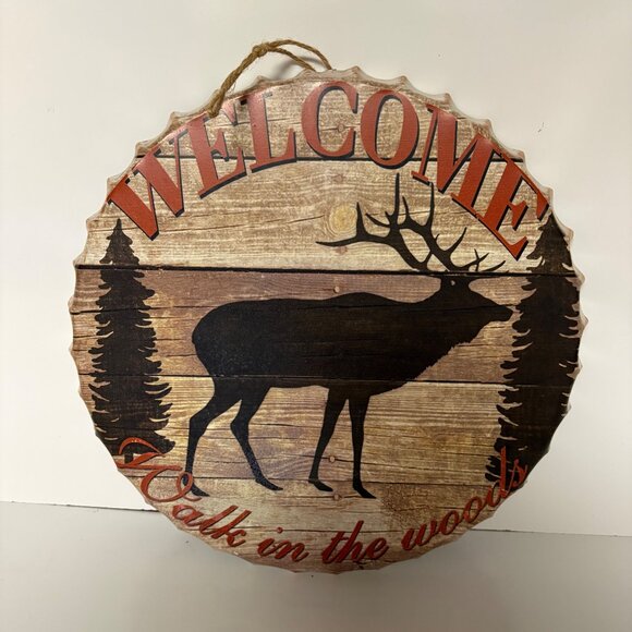 Welcome Rustic Deer Metal Wall Sign Cabin or Lodge Decor - Picture 1 of 5